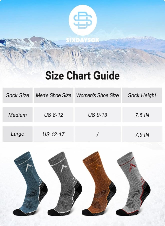 SIXDAYSOX Mens Merino Wool Hiking Socks, 2 Pack Light Weight Cushioned Crew Socks for Outdoor Trekking Cycling Size 8-12 (Blue+Dark Grey) - Image 4